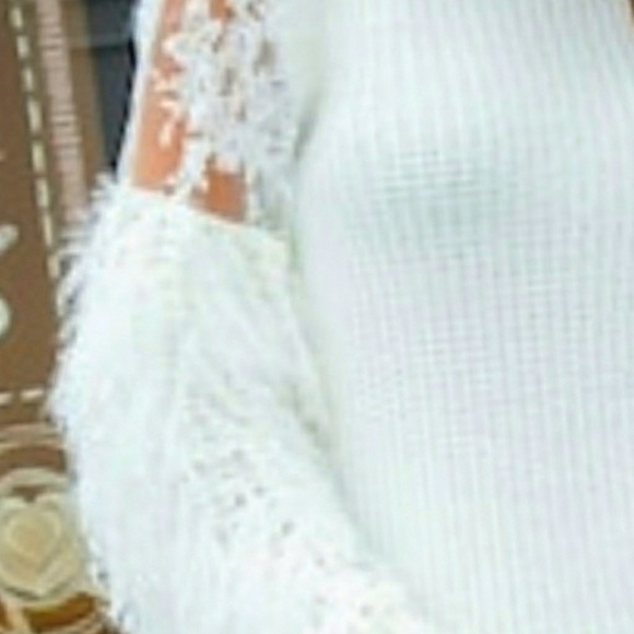 LAST ONE! Luscious Lace & Shag Sleeve Sweater - Picture 6 of 8